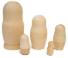 Blank unpainted nesting dolls 5 pc ~6"